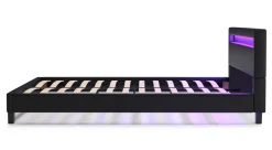 Lederbett LED DREAM 160 x 200 cm schwarz