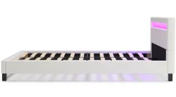 Lederbett LED DREAM 140 x 200 cm weiss