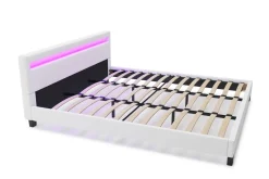 Lederbett LED DREAM 180 x 200 cm weiss