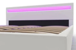 Lederbett LED DREAM 180 x 200 cm weiss