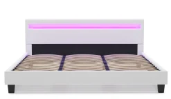 Lederbett LED DREAM 180 x 200 cm weiss