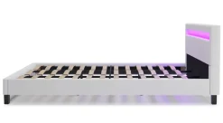 Lederbett LED DREAM 180 x 200 cm weiss