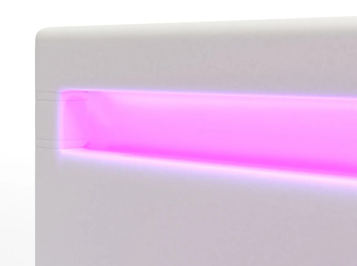 Lederbett LED DREAM 160 x 200 cm weiss
