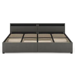 Lederbett LED LUNARA 240 x 200 cm anthrazit