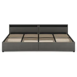 Lederbett LED LUNARA 280 x 200 cm anthrazit