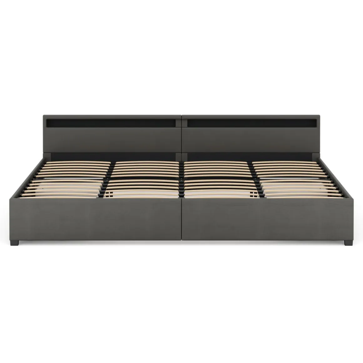 Lederbett LED LUNARA 280 x 200 cm anthrazit
