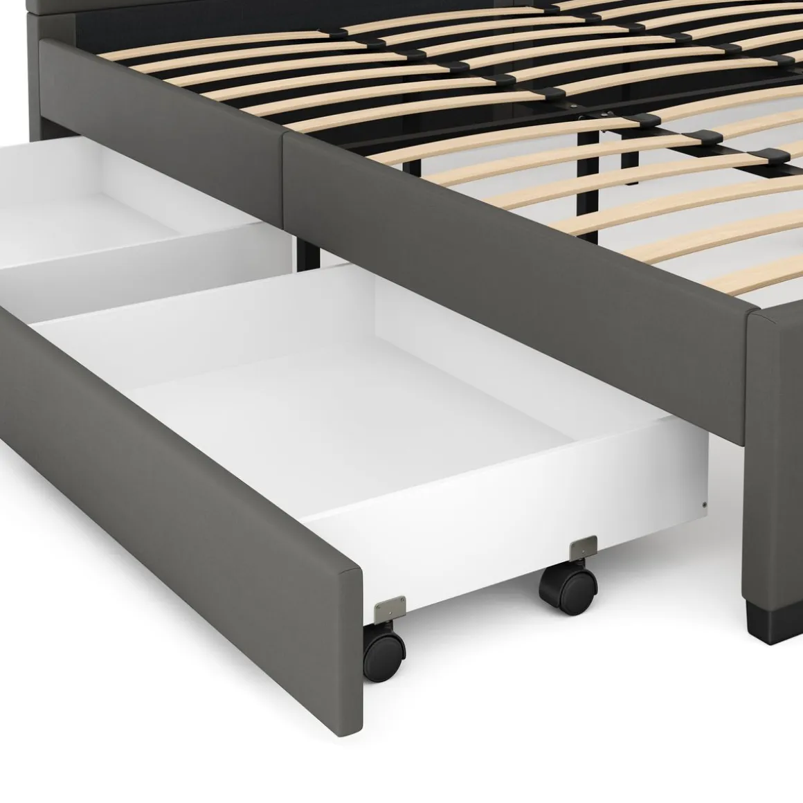 Lederbett LED LUNARA 280 x 200 cm anthrazit
