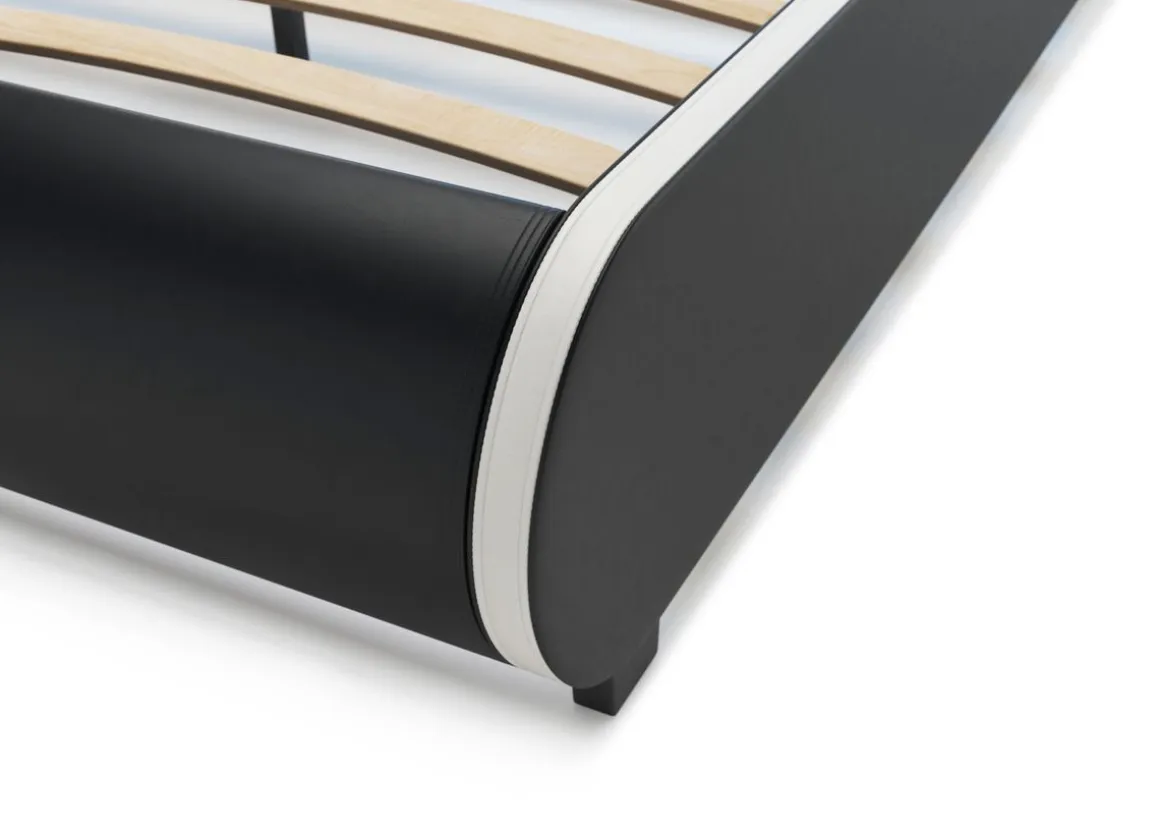 Lederbett LED SIESTA 140 x 200 cm schwarz
