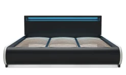 Lederbett LED SIESTA 180 x 200 cm schwarz