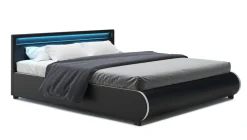 Lederbett LED SIESTA 180 x 200 cm schwarz