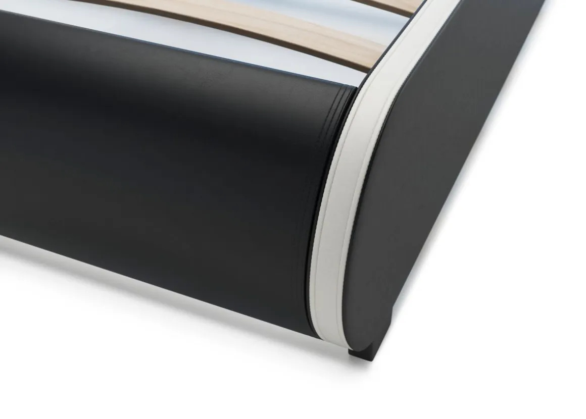 Lederbett LED SIESTA 180 x 200 cm schwarz