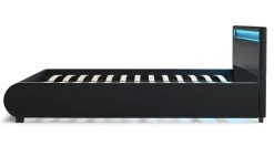 Lederbett LED SIESTA 160 x 200 cm schwarz