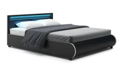 Lederbett LED SIESTA 160 x 200 cm schwarz