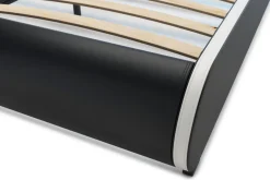 Lederbett LED SIESTA 160 x 200 cm schwarz