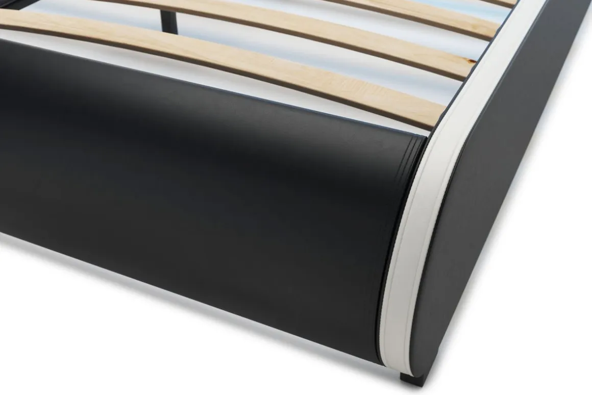 Lederbett LED SIESTA 160 x 200 cm schwarz