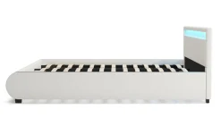 Lederbett LED SIESTA 180 x 200 cm weiss