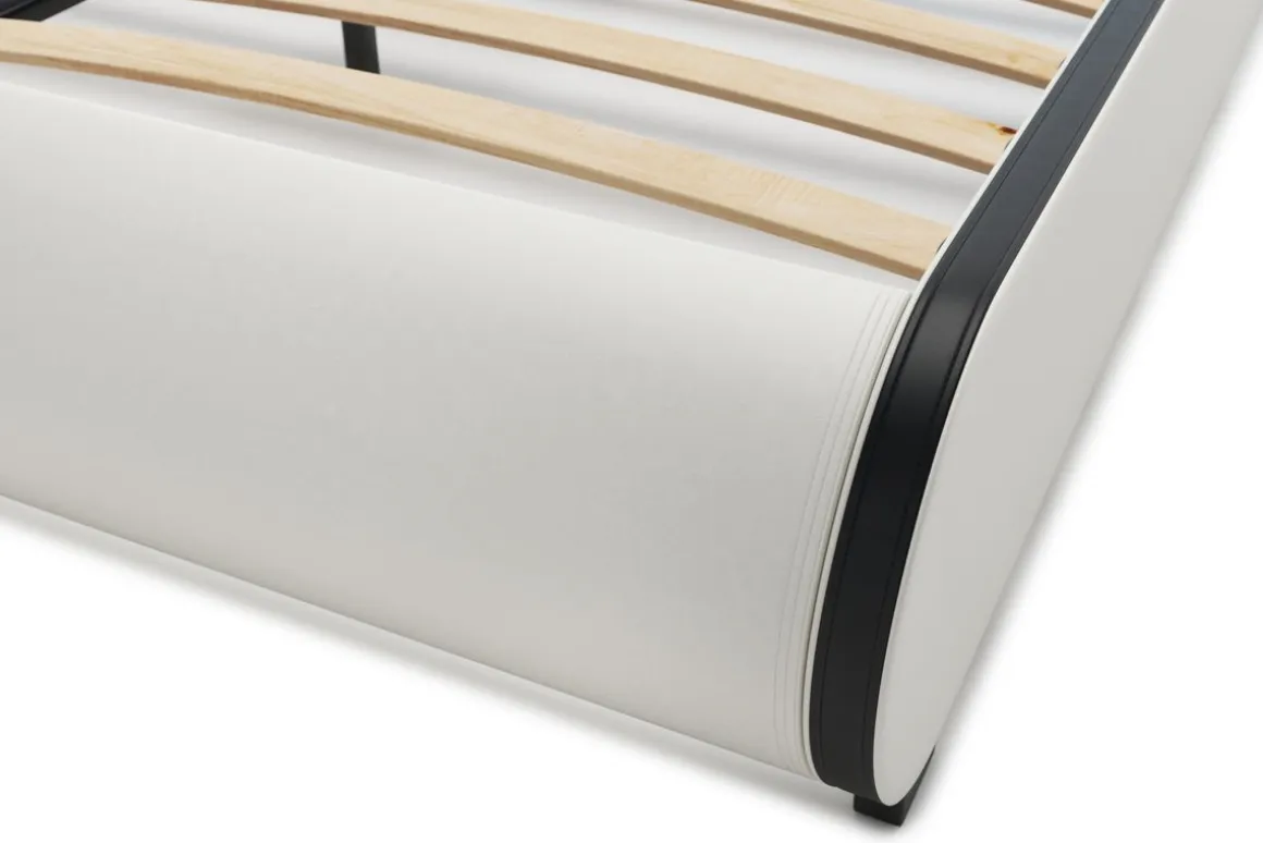 Lederbett LED SIESTA 160 x 200 cm weiss