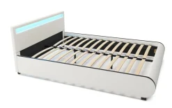 Lederbett LED SIESTA 160 x 200 cm weiss