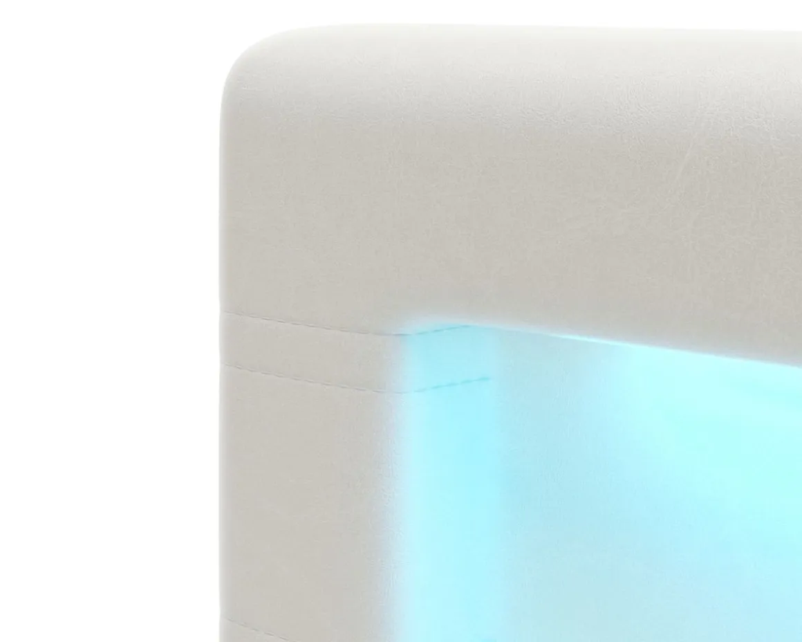 Lederbett LED SIESTA 160 x 200 cm weiss