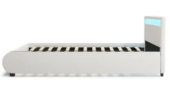 Lederbett LED SIESTA 160 x 200 cm weiss