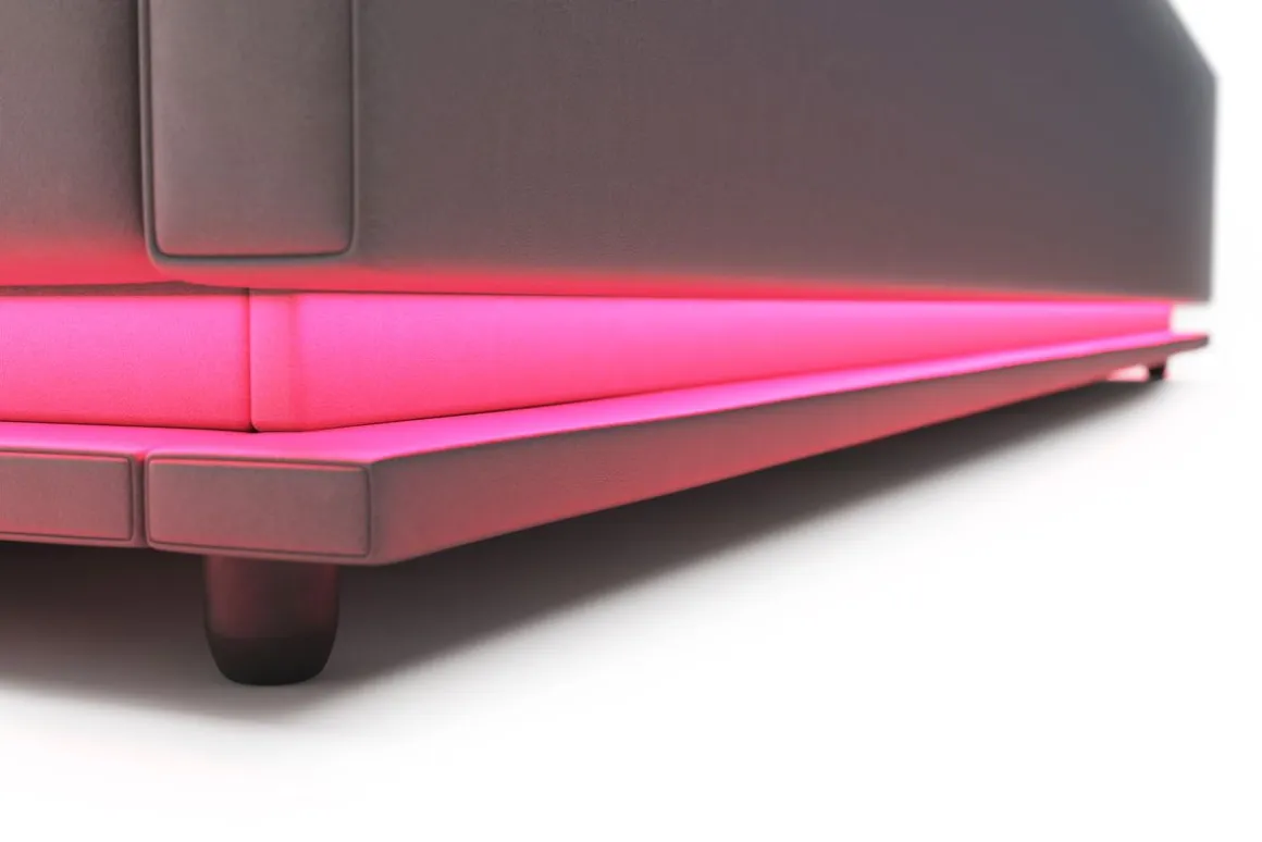 Lederbett LED STARDUST 140 x 200 cm grau