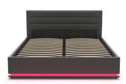 Lederbett LED STARDUST 140 x 200 cm grau