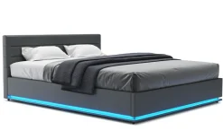 Lederbett LED STARDUST 160 x 200 cm grau