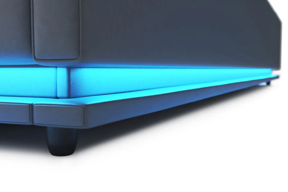 Lederbett LED STARDUST 160 x 200 cm grau