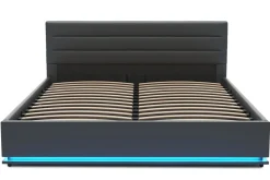 Lederbett LED STARDUST 160 x 200 cm grau