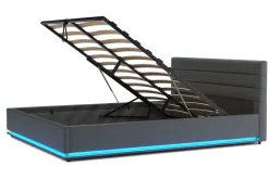Lederbett LED STARDUST 160 x 200 cm grau