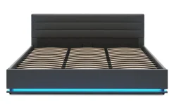 Lederbett LED STARDUST 180 x 200 cm grau