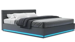 Lederbett LED STARDUST 180 x 200 cm grau