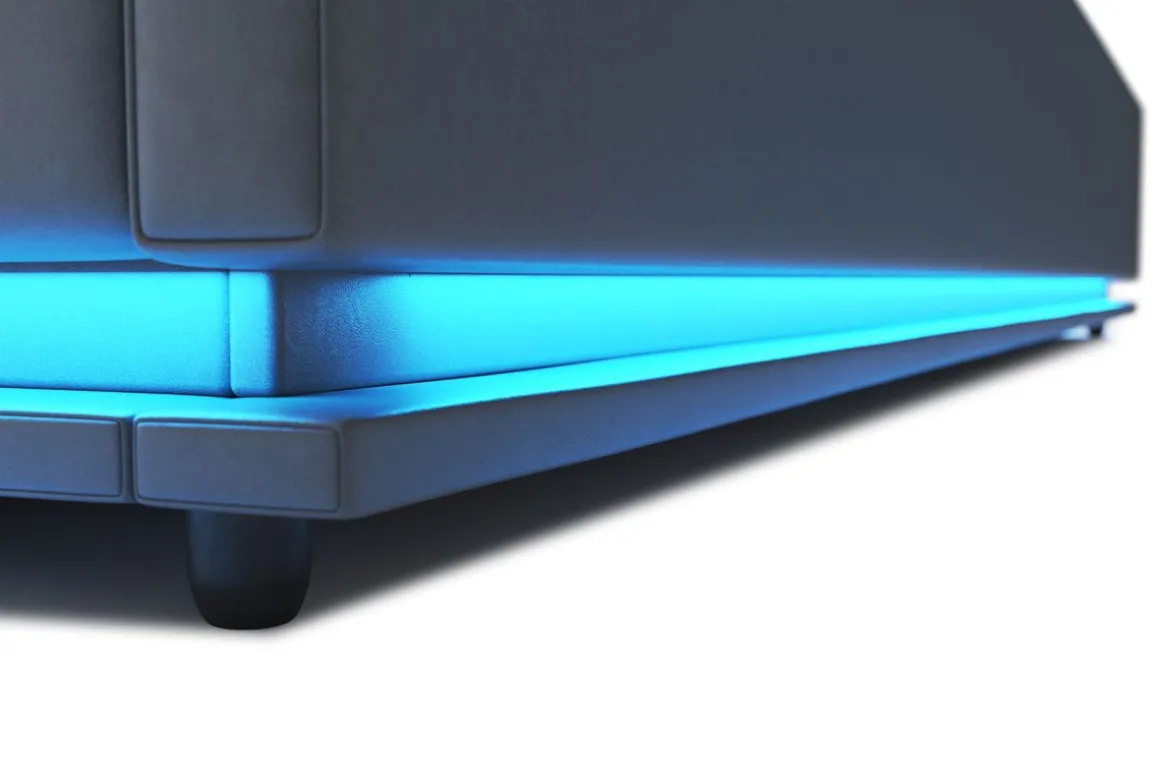 Lederbett LED STARDUST 180 x 200 cm grau