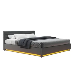 Lederbett LED STARDUST 180 x 200 cm grau