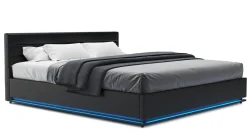 Lederbett LED STARDUST 180 x 200 cm schwarz