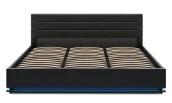 Lederbett LED STARDUST 180 x 200 cm schwarz