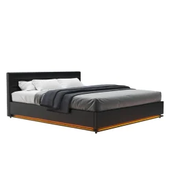Lederbett LED STARDUST 180 x 200 cm schwarz