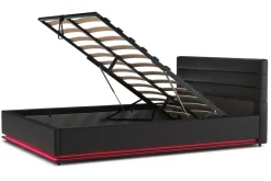Lederbett LED STARDUST 140 x 200 cm schwarz