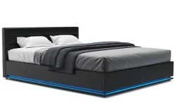 Lederbett LED STARDUST 160 x 200 cm schwarz