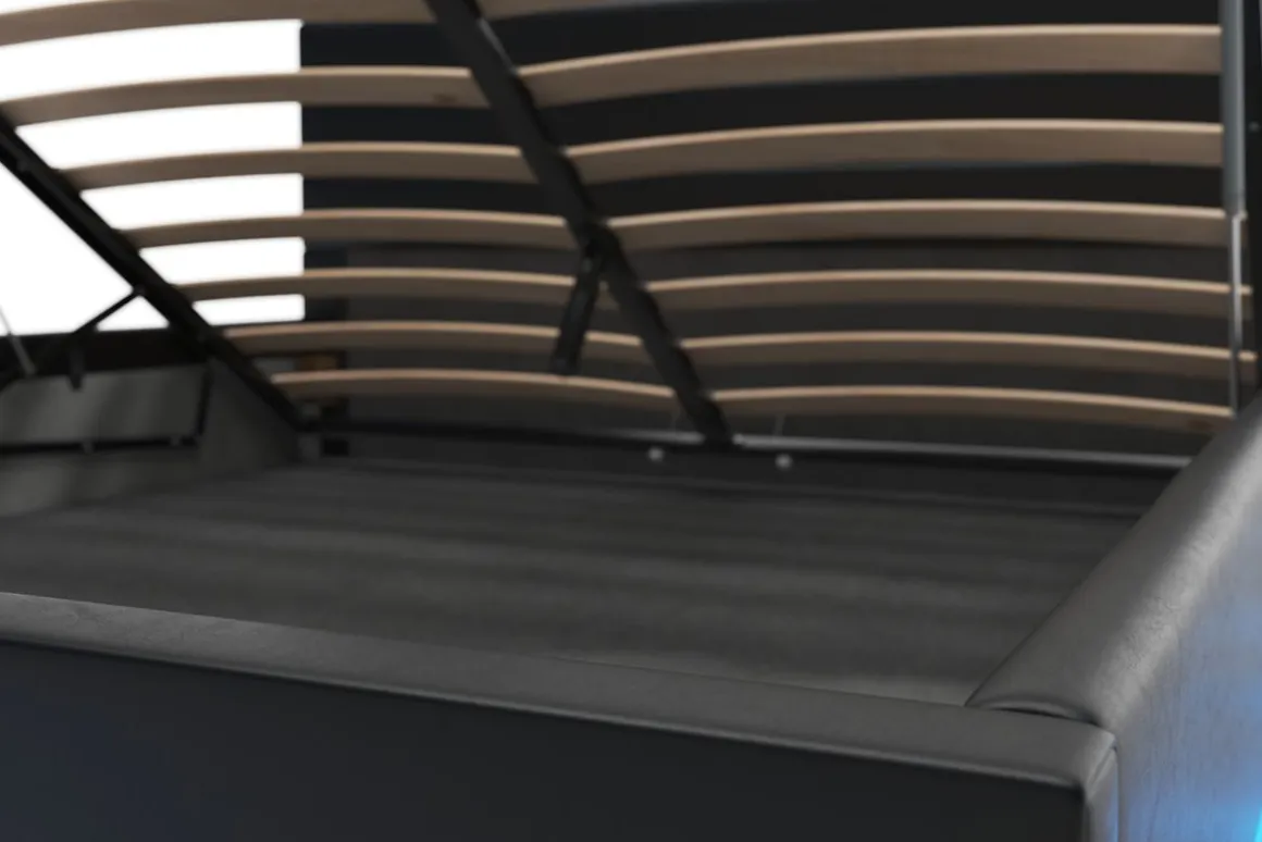Lederbett LED STARDUST 160 x 200 cm schwarz