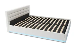 Lederbett LED STARDUST 160 x 200 cm weiss