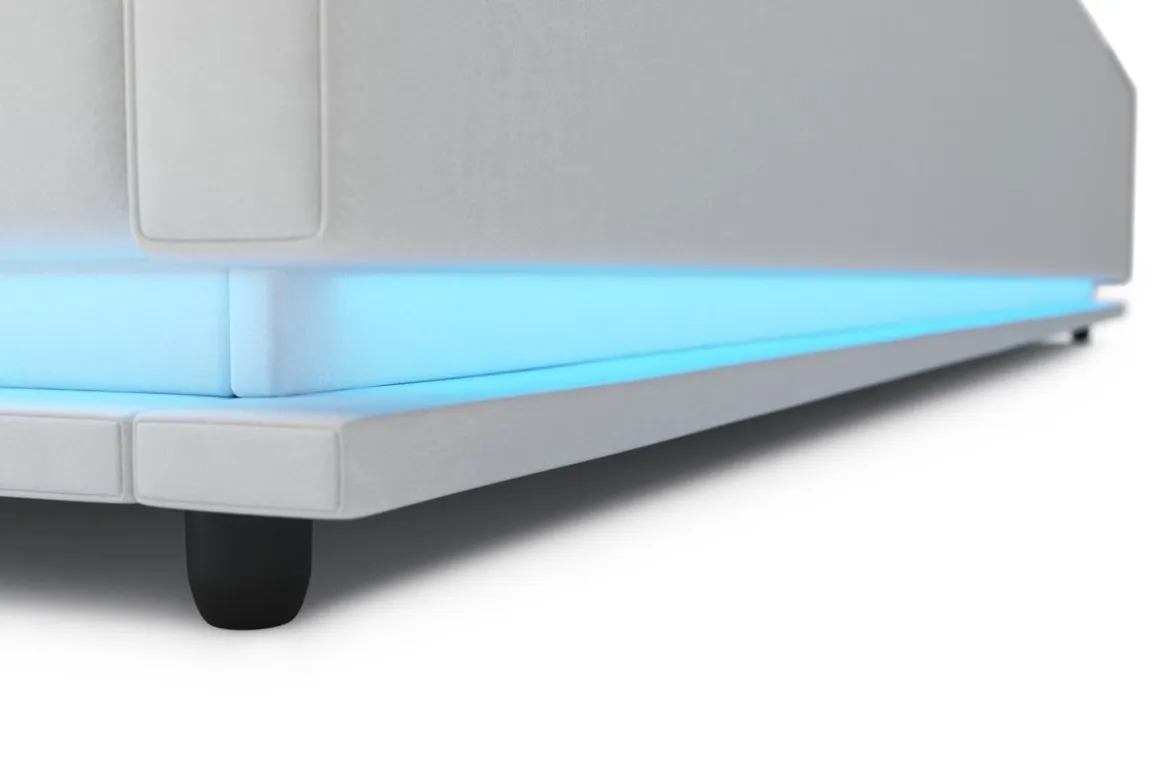 Lederbett LED STARDUST 160 x 200 cm weiss