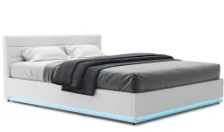 Lederbett LED STARDUST 160 x 200 cm weiss