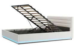 Lederbett LED STARDUST 160 x 200 cm weiss