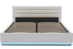 Lederbett LED STARDUST 160 x 200 cm weiss