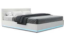 Lederbett LED STARDUST 180 x 200 cm weiss