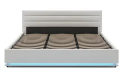 Lederbett LED STARDUST 180 x 200 cm weiss