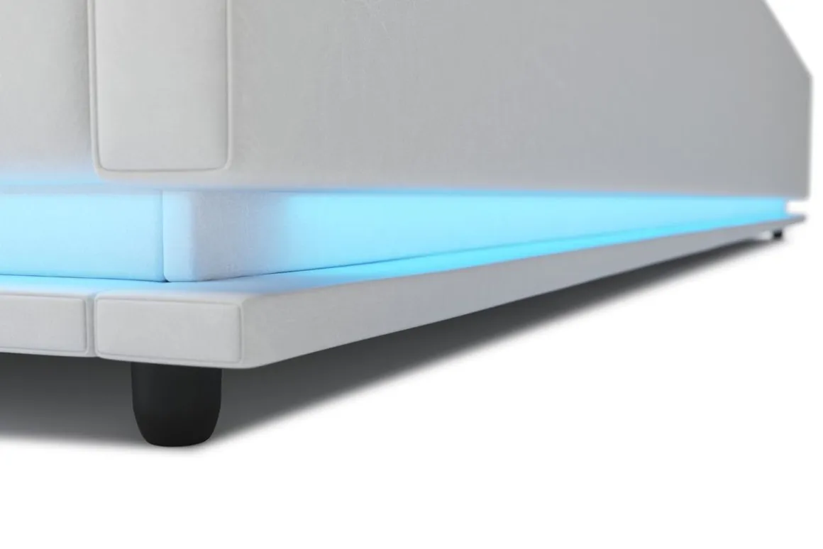 Lederbett LED STARDUST 180 x 200 cm weiss