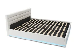 Lederbett LED STARDUST 180 x 200 cm weiss