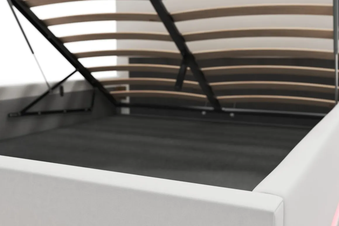 Lederbett LED STARDUST 140 x 200 cm weiss
